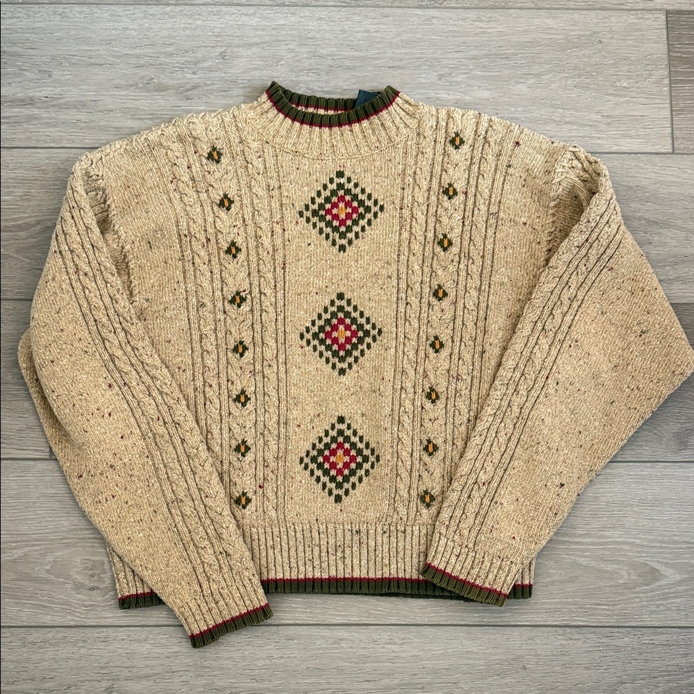 Liz Wear Vintage 90s Cable-Knit Sweater in Oatmeal 🍂 Size Large